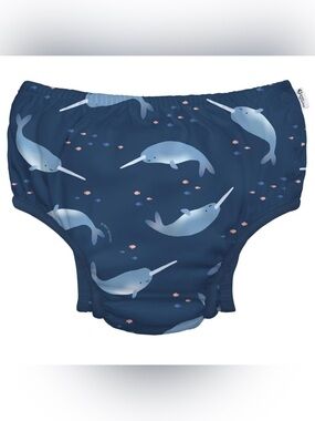 Green sprouts baby reusable swim diaper 18 months 22-25lbs blue narwhal whale